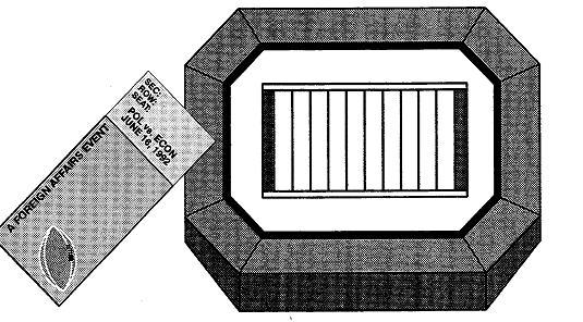 Graphic of a football stadium and a ticket to a game.