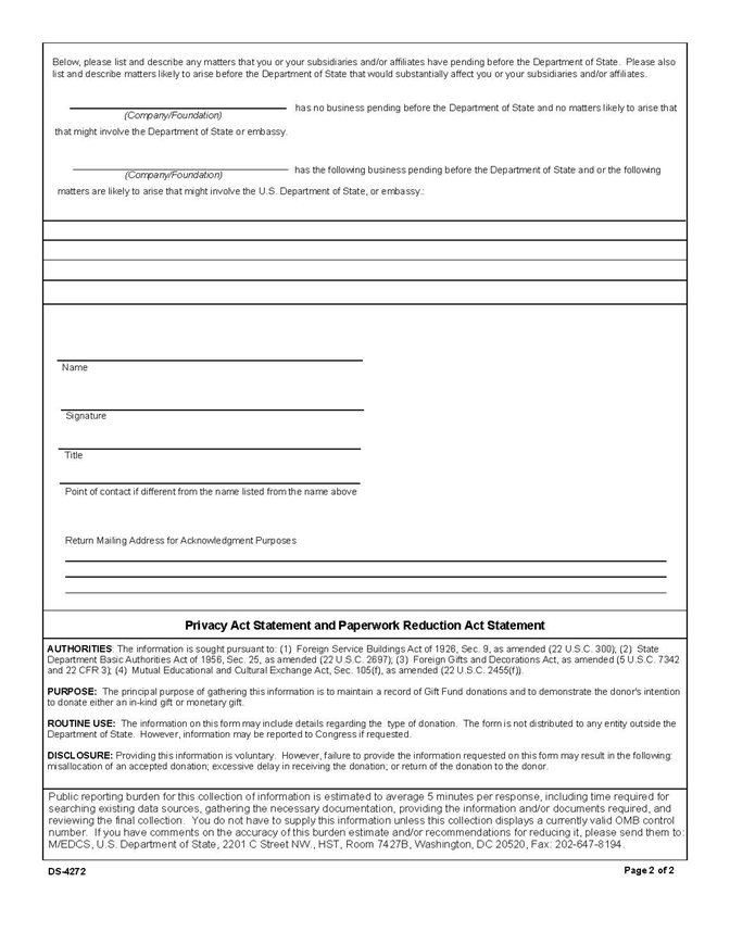 Title: Form DS-4272 page 2 - Description: Form DS-4272 page 2