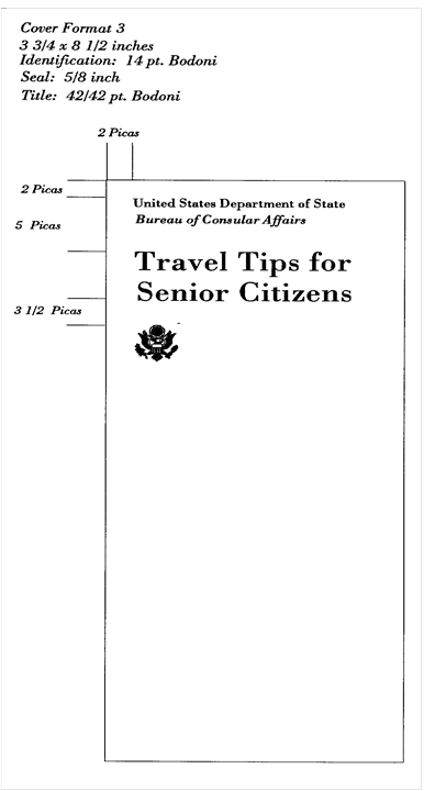 Shows an example of Cover Format 3, with measurements, type, seal, and font sizes.