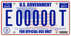 Title: U.S. Government License Plate - Description: "For official use only" tag