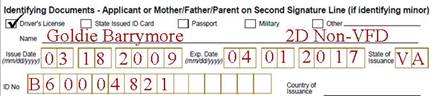 2D barcode not verified notation in ID block.